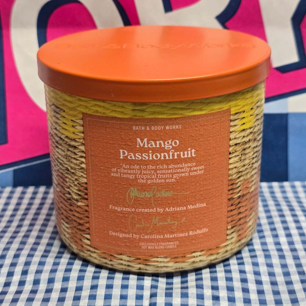 BBW Mango Passionfruit Large 3 Wick Candle Home Fragrance Decor